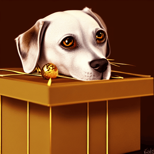Pet dog with gift box