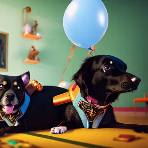 Dogs celebrating at a party